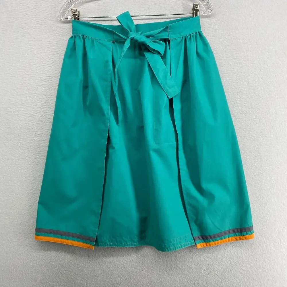 YVES SAINT LAURENT Waist Apron Womens OS Tie Waist Cotton Blend Green Japan VTG